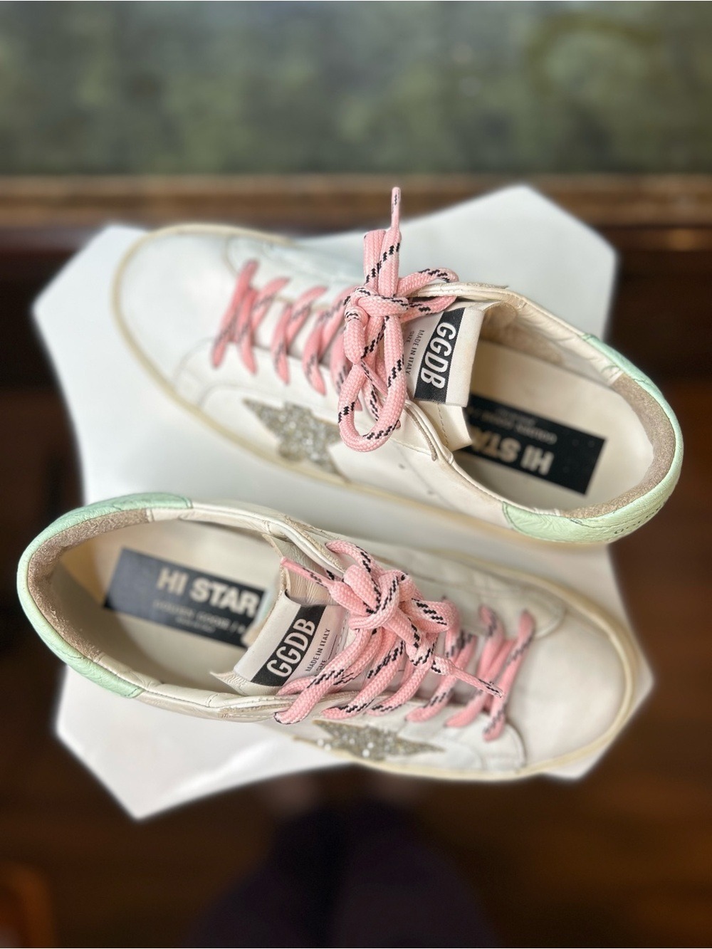 Golden Goose Hi Star Glitter Star Pink Laces Sneaker EU 38 - Picture 3 of 15